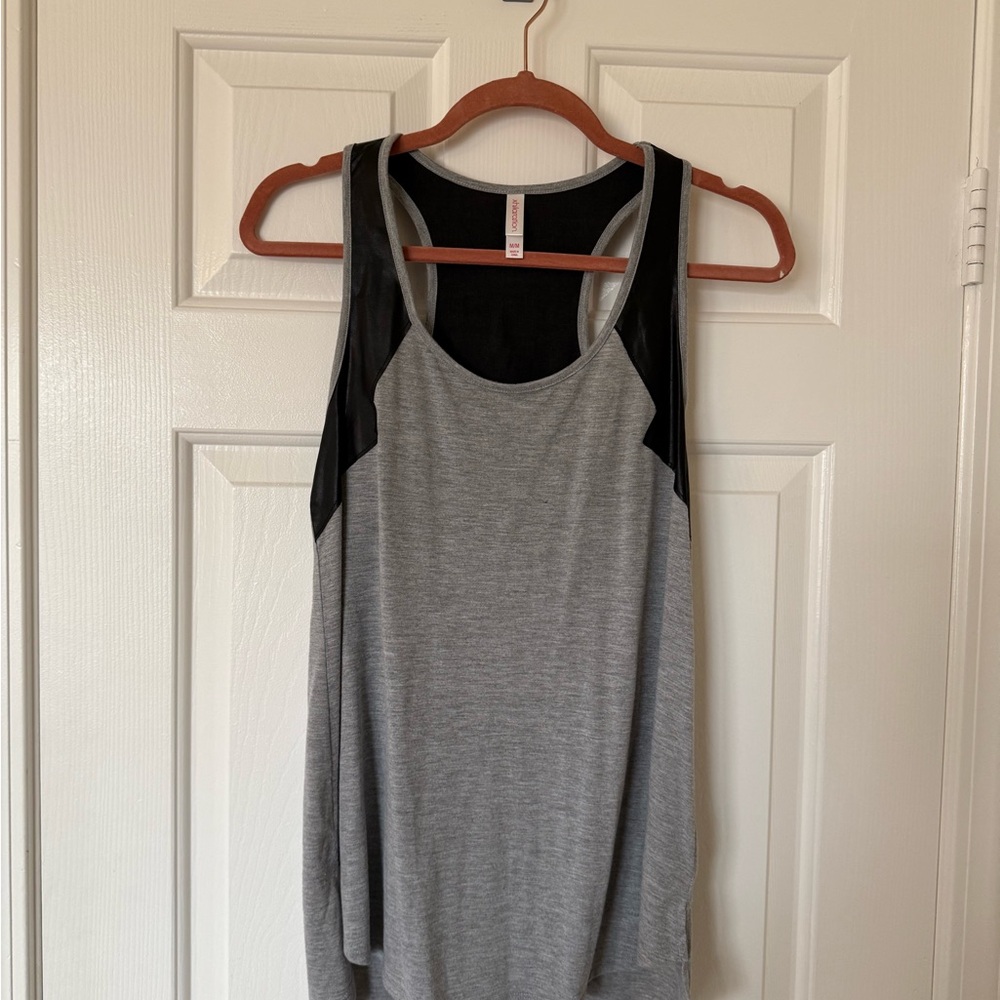 Xhilaration Asymmetrical Gray and Black Sleeveless Tank Top